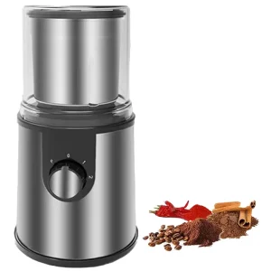 350W Household Electric Coffee Grinder 2 Speed Manual Automatic Mini Aluminum Bean Grinder French for Hotel Use Portable Battery