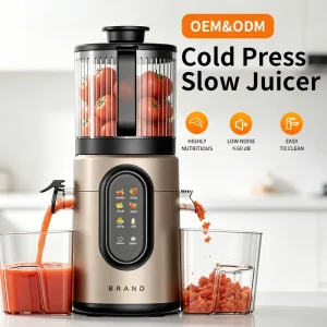 350W Low Noise High Efficiency Commercial Slow Juicer 6.14in Big Mouth Whole Fruit Feeding Moisture Proof Powerful Motor Juicer