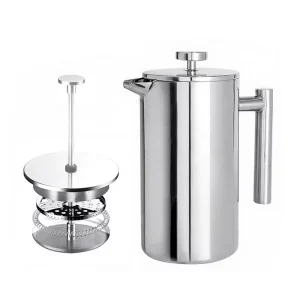 350ml 800ml 34oz Silver Insulated Coffee Press 304 Stainless Steel Double Wall Coffee Maker French Press