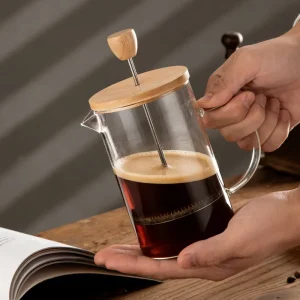 350ml Eco Friendly French Press Borosilicate Glass Coffee Maker with Stainless Steel Plunger