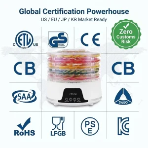 380W 5 Tray Digital Food Dehydrator with FDA CE RoHS Certified for Household Use OEM ODM Supported