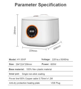 3L Household Rice Cooker Touch Control Non Stick Coating 600W Low Sugar Private Mold Custom Color OEM Factory