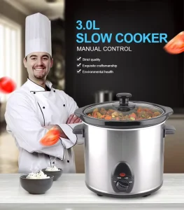 3L Oval Shaped Slowcooker Stainless Steel Shell Multifunction Cooker Portable Slow Cooker with Tempered Glass