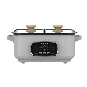 3L Programmable Slow Cooker with Removable Double Ceramic Pot Digital Control Glass Lid for Cooking Rice Soup Easy Meals