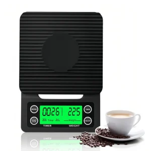 3kg Electronic Kitchen Scale with 0.1g Precision LCD Display and Timing Feature Battery Powered for Coffee and Food Weighing