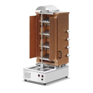 4 Burner NG Gas Desktop Middle Eastern Kebab Grill Lava Stone Golden Color Shawarma Maker With Easy Operation and Big Power Motor