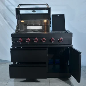 4 Burner SS304 Gas Grill Infrared Burner Sink Fridge Combo Freestanding Outdoor BBQ for Parties Durable Easy Clean