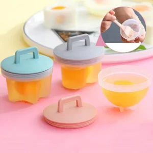 4 Pcs Set Practical Cute Plastic Egg Boiler Poacher Set Kitchen Egg Cooker Egg Mold Form with Lid Brush