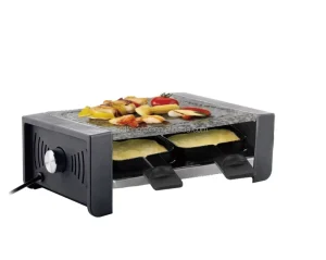 4 Person Smokeless Electric Raclette Party Grill Detachable Hot Stone Grill Plate Temperature Control for Household Hotel Use