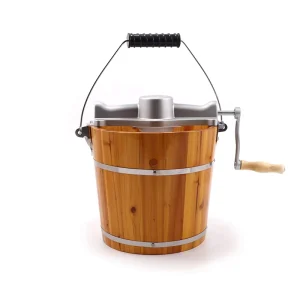 4 QT 120V 220V Durable Home Outdoor Use Two in One Wooden Electric Manual Portable Fruit Yogurt Mix Ice Cream Maker