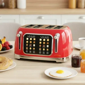 4 Slice Digital Smart Touchscreen Stainless Steel Toaster Variable Browning Control Household Electric Bread Bagel Waffle