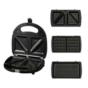 4 Slice Sandwich and Waffle Maker Non Stick Replaceable Plates Electric for Household Use