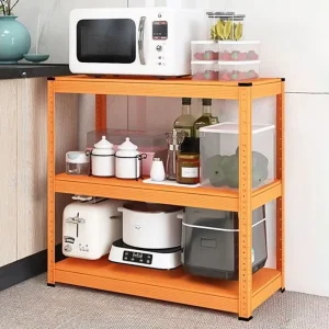 4-Tier Kitchen Metal Storage Shelving Microwave Oven Storage Organizer Rack Nordic Style Light Duty Steel Shelving Unit
