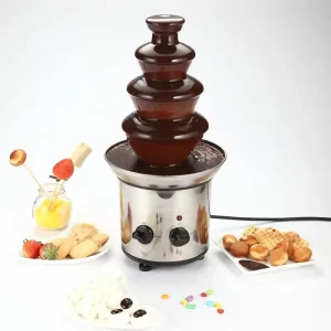 4 Tiers Stainless Steel Chocolate Fountain Machine Electric Chocolate Fountain Melting Chocolate for Wedding Party