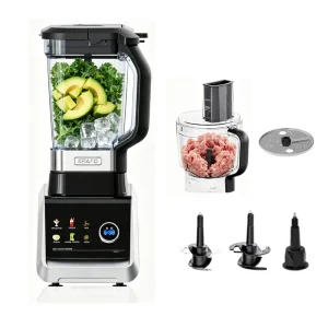 4 in 1 Countertop Blender Powerful Food Processor Stainless Blades Frozen Smoothies Ice Crush Juicer for Kitchen