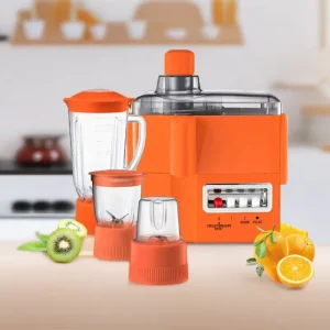 4 in 1 Masticating Juicer Blender with Stainless Steel Blades for Smoothies and Easy Fruit Juicing