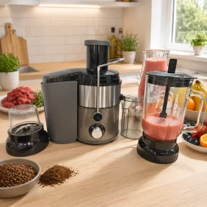4 in 1 Mini Kitchen Fruit Juice Extractor Blender Mixer Grinder Chopper Stainless Steel Housing 1000ml 800W Smoothies Maker