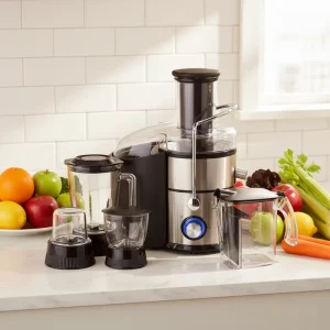4-in-1 Multifunction Electric Centrifugal Juicer Blender Grinder Extractor Stainless Steel 800W AC Household 1L Automatic Pulp