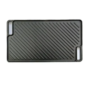 4.3kg Pre seasoned Cast Iron Griddle Reversible Cooking Plate for Outdoor Camping