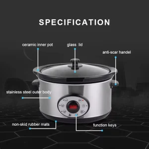 4.5L Multi-functional 5 Cooking Options Ceramic Inner Pot Slow Cooker with Clay Pot Crockpot Cooker