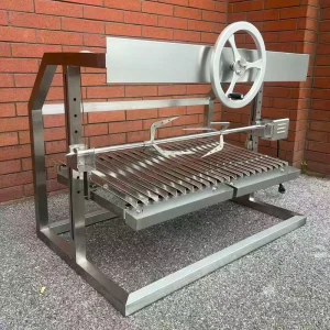 40″ Charcoal Stainless Steel Asado Parrilla Santa Maria Argentine Grill with Heavy Duty Electric Rotisserie GK1000SWR