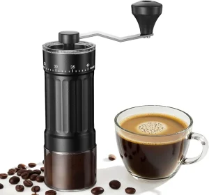 40 Levels Adjusted Pour Over Travelling Classic Glass Coffee Mill Hand Crank Portable Manual Coffee Grinder with Glass Base