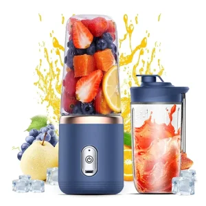 400ML Portable Mini Blender USB Rechargeable Handheld Fruit Veggie Blender with 2 Juicer Cups Travel Electric Baby Food Blender