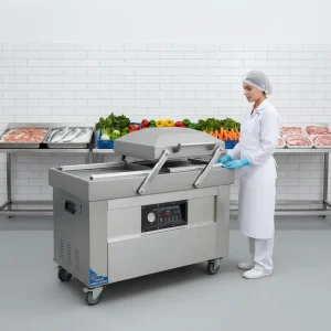 400P Double Chamber Electric Vacuum Sealer Machine 304 Stainless Steel High Efficiency Semi Automatic Food Equipment for Case