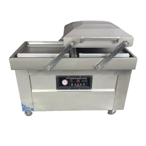 400P Electric Braised Food Dual Chamber Vacuum Sealer Commercial Cooked Food Packing Machine Case Wood Universal for