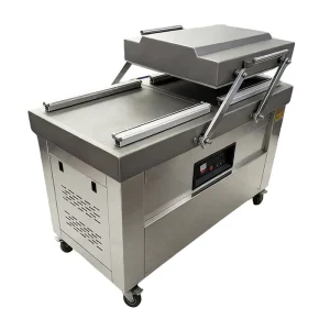 400P Electric Semi Automatic One Touch Dual Chamber Vacuum Sealer Dry Wet Use Food Vacuum Packing Machine Wood Case High