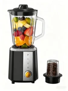 400W 1.5L Glass Plastic Jar Blender 2 in 1 Electric Fruit Mixer Juicer Smoothie Maker for Home Use