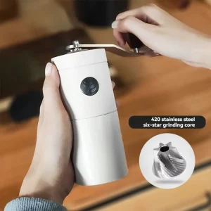420 Stainless Steel Burr Adjustable Coarseness Portable Hand Crank Manual Coffee Bean Grinder Minimalist Design