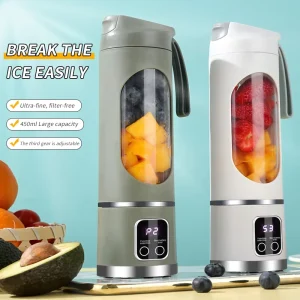 450 ML Portable Electric Juicer Cup Rechargeable Personal Blender for Smoothies Fruit Vegetable Juices for Travel Office