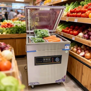 450TD Electric Semi Automatic Commercial Vacuum Sealer with Wood Case Packaging for Wet Dry Oily Powdery Foods High Productivity