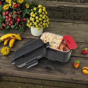 45W Electric Lunch Box Food Warmer 1.8L Stainless Container Fast Heating Food Heater for Car Truck Work Travel Household