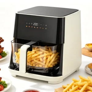 4L Air Fryer Digital Smart Thermostat Glass Visible Pot Non Toxic for Quick Easy Meals Easy to Clean Top Smart Menus