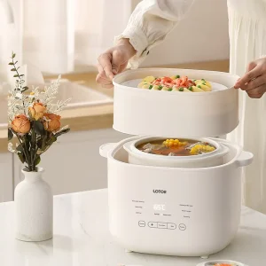 4L Large Capacity Automatic Electric Stew Pot Water Proof Ceramic Bird’s Nest Soup Health Preserving Slow Cooker Sous Vide