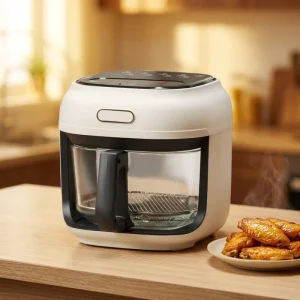 4L Visible Window Air Fryer Transparent Glass Basket Electric Oilless Deep Fryer for Healthy Home Cooking