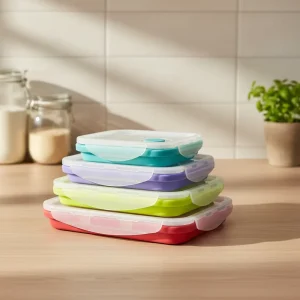 4PCS Silicone Collapsible Bento Folding Food Storage Container Leakproof Lunch Box Portable Outdoor Picnic