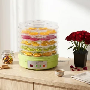 5 Layer Digital Small Electric Round Food Dehydrator with LED Display Adjustable Temperature for Fruit Herbs Meat Jerky