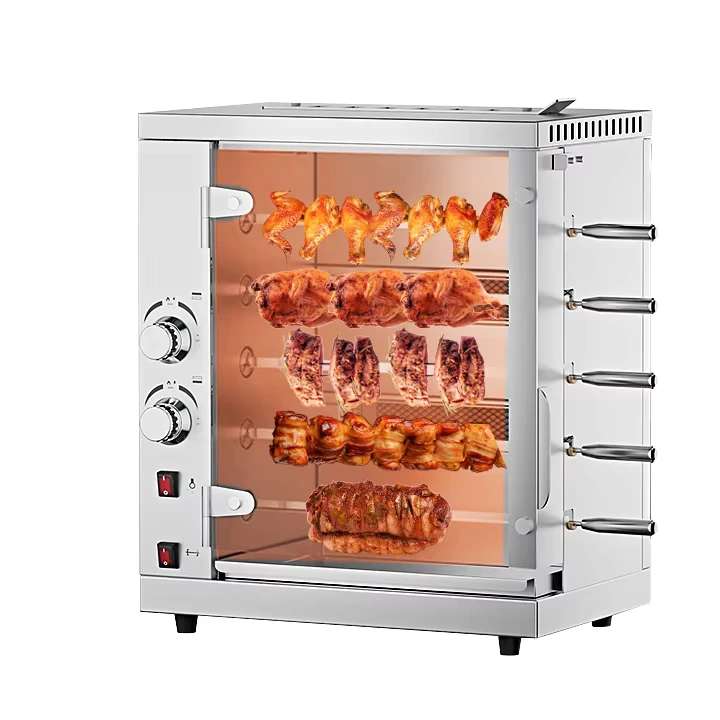5 Rods 10 Chickens Commercial Restaurant Hotel Stainless Steel Gas Chicken Roaster Grill Machine Rotisserie Oven