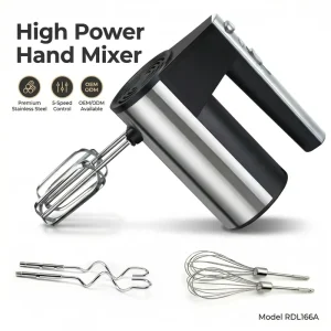 5 Speed Corded Electric Hand Mixer with Stainless Steel Whisks Compact Portable Design Lightweight Handheld Mixer for Baking