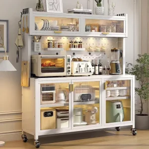 5 Tier Bakers Rack Microwave Stand Kitchen Shelves for Spices Pots and Pans Black