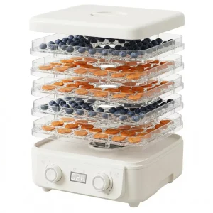5-Tray Electric Food Dehydrator Machine Small Fruit Vegetable Meat Dryer Adjustable Temperature Timer Eco-Friendly Low Household