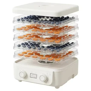 5 Tray Electric Food Dehydrator Machine Small Fruit Vegetable Meat Dryer Adjustable Temperature Timer Eco Friendly Low Household