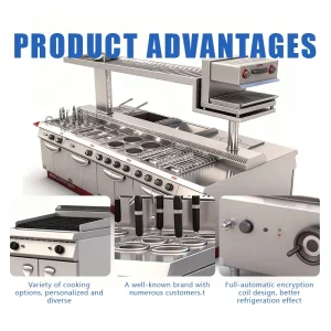 5 in 1 Commercial Kitchen Suite Electric Range + Noodle Cooker + Griddle + Salamander + Warming Cabinet Stainless Steel Auto