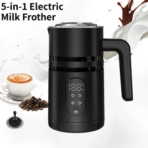 5 in 1 Electric Milk Frother Baby Food Processor Digital Touchpad Control 3 Speed Hot Cold Milk Foam Maker Warmer 11.83oz