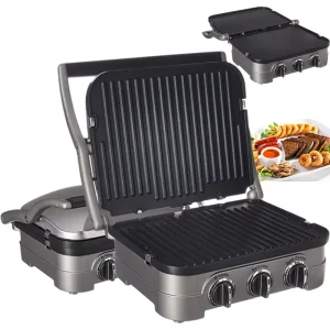 5 in 1 Griddler with Panini Press Full Grill Full Griddle and Half Grill Half Griddle Options Includes Dishwasher Safe