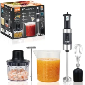 5 in 1 Hand Blender 400W Electric Immersion Blender Kitchen Mixer 4 Blade Stainless Steel 1000ml Cup Whisk Chopper Grinder