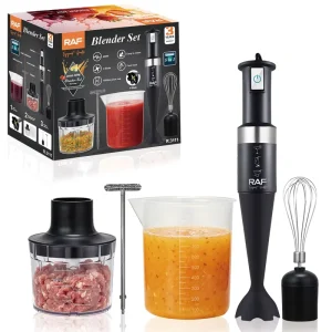 5 in 1 Hand Blender Set 400W Electric Immersion Blender 4 Blade Multifunction Food Processor 1000ml Cup Grinder Mixer Set
